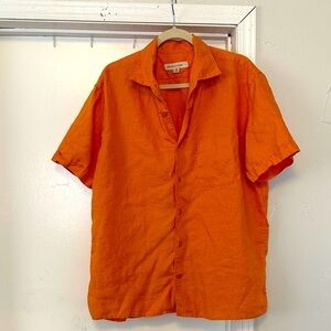Pronto Uomo Men’s Linen Shirt L Fresh Crisp Orange Color